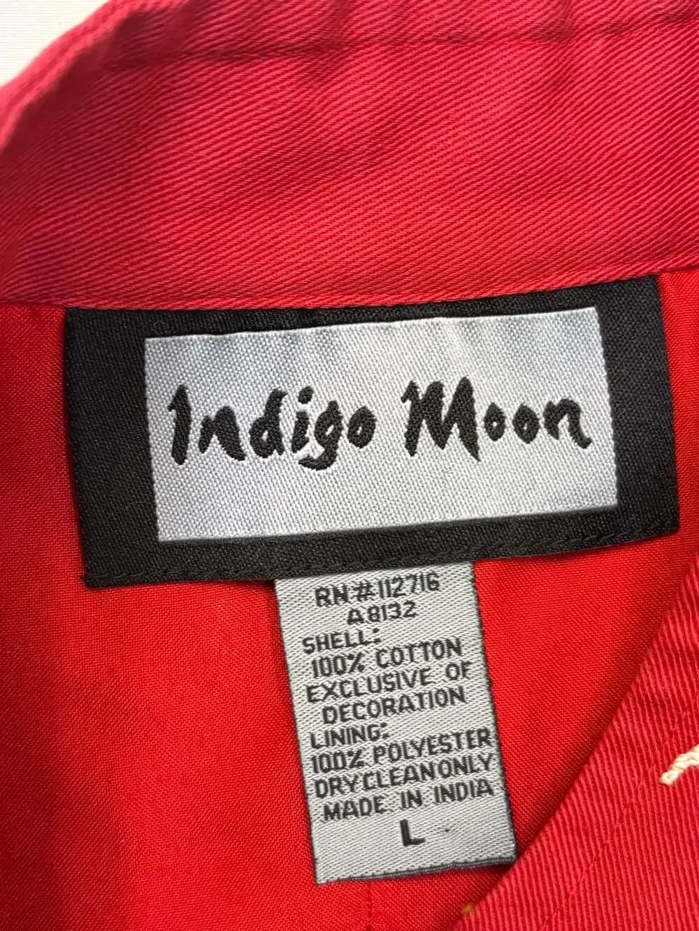 Red Cotton Embroidered Jacket, Sequin Floral Design - Indigo Moon, Medium